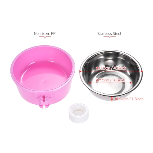 

Pet Dog Cat Hamster Cage Hanging Bowl Non-slip Feeder Water Food Feeder Bowl Stainless Steel and Plastic Dish