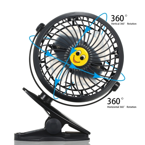 

Mini USB Clip and Desk Personal Fan 2 Speed Mode Flexible 360° Ventilator Bed Office Portable Rotating Mute for Baby Stroller Car Laptop Table Home Electric Folding Air Blower (Black)