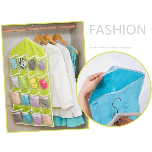 

16 Grid Wardrobe Hanging Organizer Underwear Bras Socks Ties Door Storage Bag