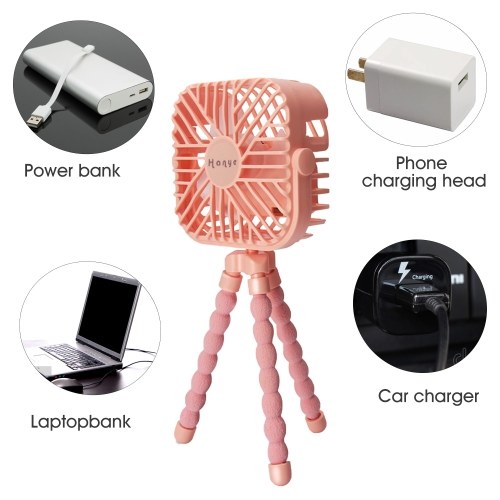 

3 Speeds Mini USB Charging Handheld Fan Portable Car Seat Stroller Cooling Fan with Flexible Tripod LED Light