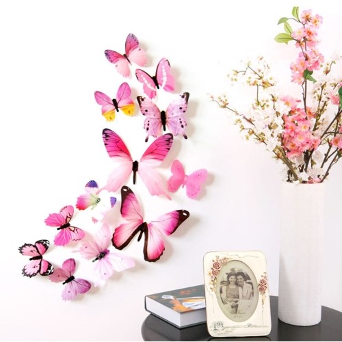 

12Pcs Wall Stickers PVC Butterfly Shape Wall Decal Sticker