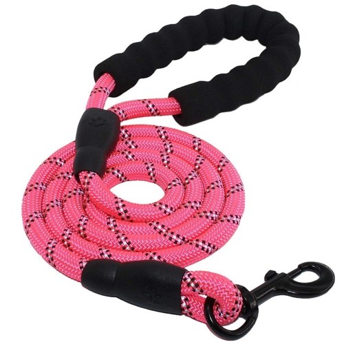 

Strong Dog Leash Nylon Round Rope with Comfortable Padded Handle and Highly Reflective Threads for Pets