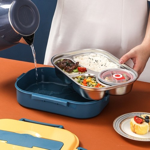 

Bento Lunch Box 4 Compartments Portable Leakproof Bento Box for Adults Students Men Women with Utensils Soup Bowl