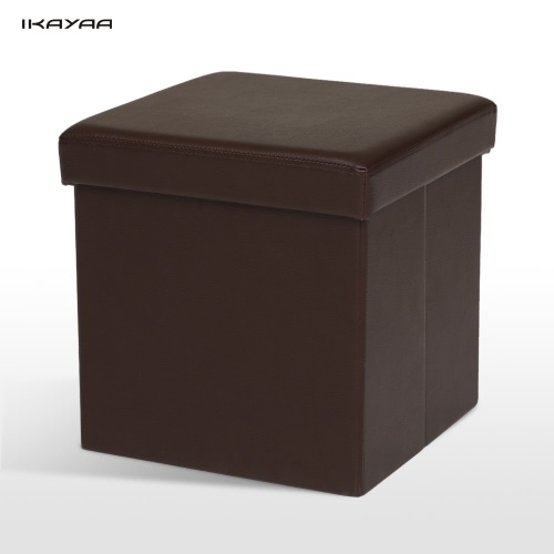 

iKayaa Modern Faux Leather Folding Storage Ottoman Foot Stool Seat Footrest Foldable Storage Box Pouffe Home Furniture 14.76 * 14.