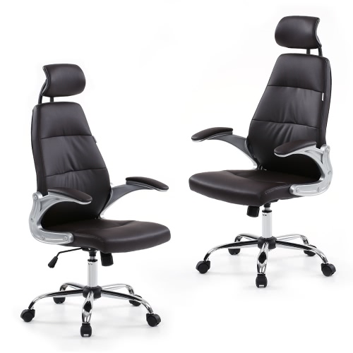 

iKayaa Faux Leather Pneumatic Adjustable Office Executive Chair Stool High Back Ergonomic Swivel Computer Task Office Furniture
