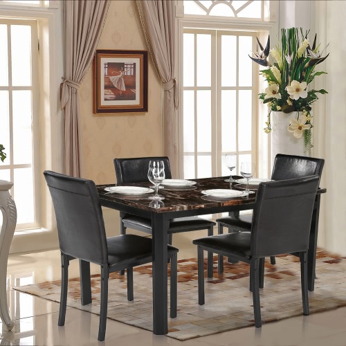 iKayaa 5PCS moderne Cuisine Salle à manger Table 4 Chaises ensemble