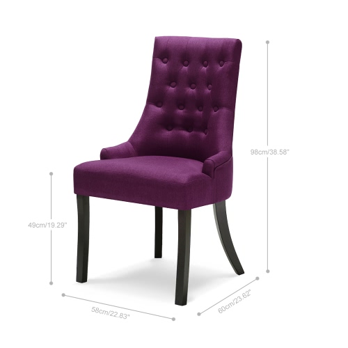 

iKayaa Классический Стиль Scoop Назад Tufted Кухня Стул льняной ткани проложенный Accent Стул Мягкая Сторона Гостиная Стул W / каучуковое дерево Ноги