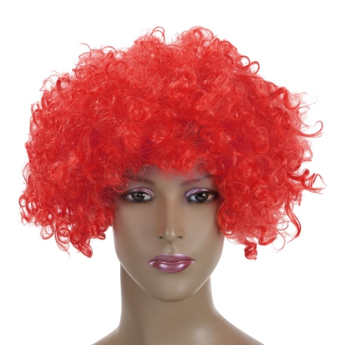 Fãs Festnight Adulto palhaço colorido Afro Wig Curly Halloween Cabelo Masquerade Cosplay Futebol Wig