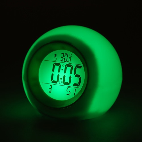 

Cute Colorful Alarm Clock with Natural Sounds Multifunctional Digital Clock with Large Screen Display Time Temperature Calendar Mu
