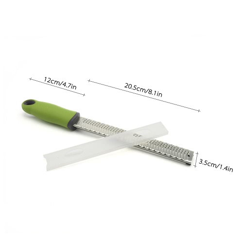 

Stainless Steel Cheese Grater Lemon Zester Ginger Chocolate Grater with TPR Handle Plastic Cover Blue