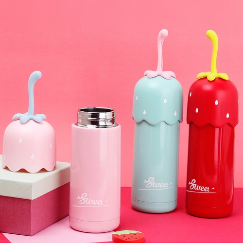 

320ml Cute Strawberry Vacuum Water Cup Stainless Steel Vacuum Insulated Water Bottle High Quality Warm Keeping Water Bottle Heat & Cold Preservation Bottle Travel & To-Go Water Bottle