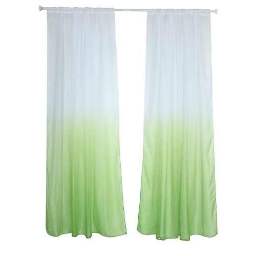 39 * 79 pollici Poliestere Semi-Blackout Gradiente Colore Finestra Tenda Pannello Soggiorno Camera da letto Albergo Divisorio Voile Tenda con stelo Tasca - Verde