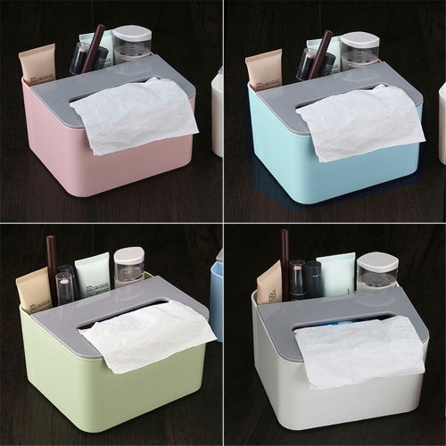 

Multifunction Tissue Box Cover Lovely Napkin Holder Office Desktop Remote Control Makeup Cosmetics Storage Container Home Use White