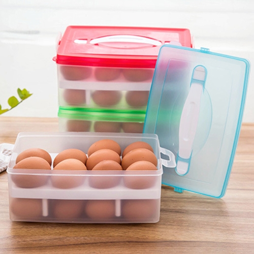

Double Layer Plastic Egg Box Kitchen Refrigerator Container Storage Box/Holder/Case Food Crisper Organizer