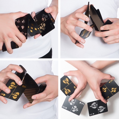 

55pcs/deck Waterproof Luxury Black Gold Foil Plated Poker Premium Matte Plastic Board Games PVC Bronzing Playing Cards Set Casino (Gold)