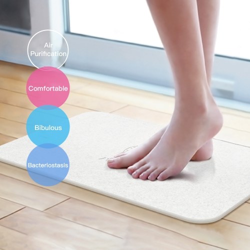 

Diatomaceous Earth Bath Mat Antibacterial Deodorant Nonslip Bathroom Floor Mats Absorbent Soft Comfortable Easier to Dry Grey