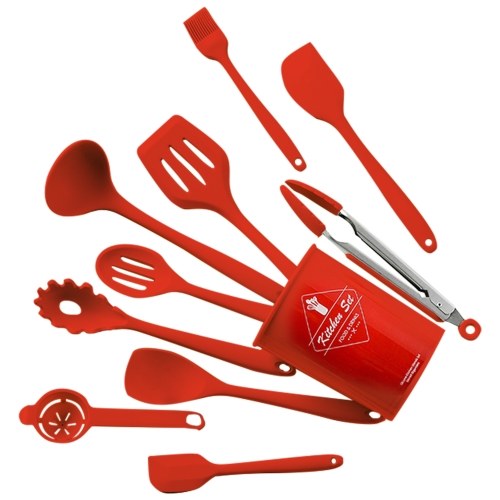 

Cooking Utensils Set 10 PCS Silicone Cooking Utensils with A Wooden Handle
