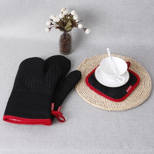 

Cotton Silicone Oven Mitts Heat Resistant Non-Slip Barbecue Gloves Kitchen Oven Gloves Potholders 1 Pair Oven Mitts 2 Pot Holders