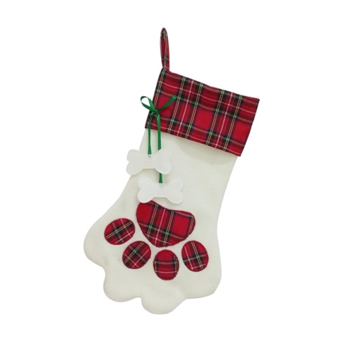 

Christmas Candy Stocking Pet Paw Pattern Reusable Tote Bags