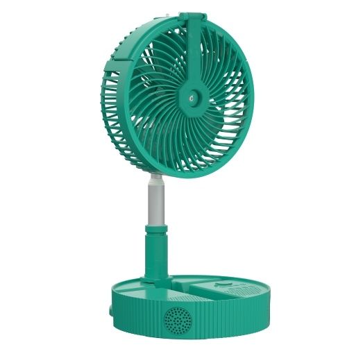 

8 in 1 Folding Stand Floor Fan Spraying Night Light Speaker Function USB Rechargeable 4 Speed Adjustable Height Portable Desk Fan with Remote Controller for Bedroom Office Outdoor Camping