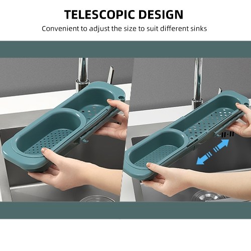

Multifunctional Partition Kitchen Retractable Sink Drain Basket Dish Rack Sink Filter Water Basket Fruit Vegetable Tableware Dish Sponge Drain Basket Pink