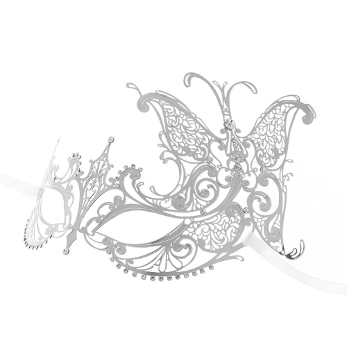 

FESTNIGHT Luxury Butterfly Design Silver Laser Cut Metal Half Mask