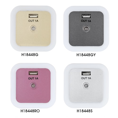 

Mini Light Sensor LED Night Light with USB Interface Wall Nightlight for Baby Room Bedroom AC100V-240V