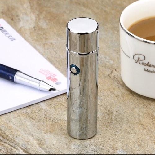 

Creative USB Rechargeable Electronic Hit Fire Machine Windproof Flameless Cylindrical Metal Smoking Cigarette Lighters of Double Arc