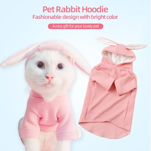 Pet Cat Rabbit Hoodie w/ Bunny Ears Hood Fashion Pet Transform Clothes for Small Dogs Cats