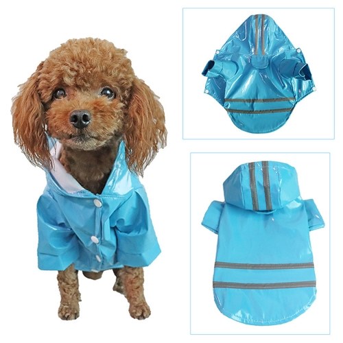 Poncho per animali domestici impermeabile per cani con felpa con cappuccio a strisce riflettenti