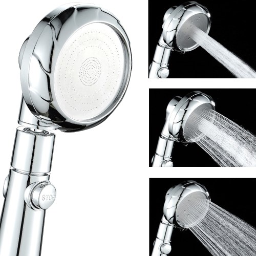 

3 Spray Settings Shower Head with ON/Off Pause Switch Water Saving Shower Head