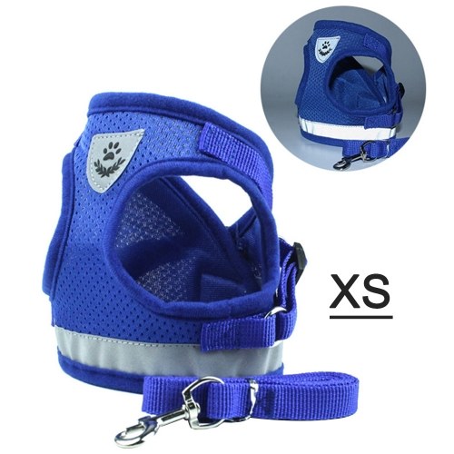 Dog Harness No-Pull Pet Harness Step-in Air Dog Harness, Soft Mesh Cat Harness, Step in Vest Harness Adjustable Outdoor Pet Vest, Reflective Harness for Pet Kitten Puppy Rabbit, (Blue,XS)