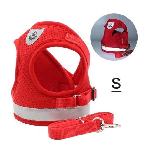 Dog Harness No-Pull Pet Harness Step-in Air Dog Harness, Soft Mesh Cat Harness, Step in Vest Harness Adjustable Outdoor Pet Vest, Reflective Harness for Pet Kitten Puppy Rabbit, (Red,S)