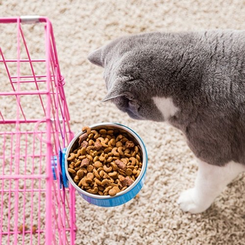 Fixed Pet Food Bowl Dog Water Bowl Stainless Steel Removable Food Water Bowl Hanging Cage Cup for Dogs Cats Birds Small Animals