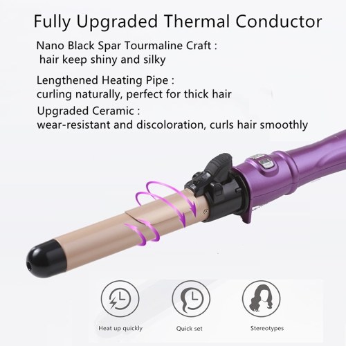 

Hair Curler Curling Iron with LCD Thermoregulation Scald-proof Twisted Hair Curler Ceramic Hair Rollers Curling Styling Tool, 360°Rotation, 28MM Ceramic Barrel, US Plug