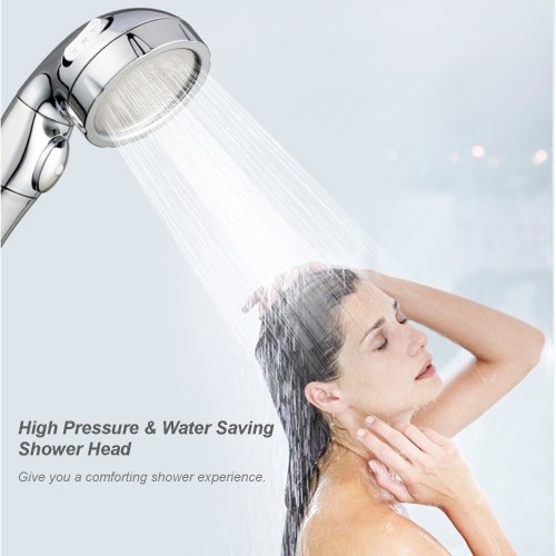 3 Spray Settings Shower Head with ON/Off Pause Switch Water Saving High Pressure Handheld Showerhead G1/2 Adjustable Bathroom Shower Head Bath Handheld Shower Head Replacement 