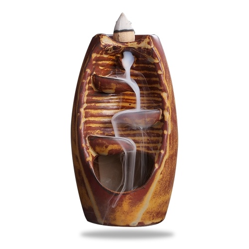 Handicraft Mountain River Incense Holder Ceramic Backflow Waterfall Incense-Burner Censer Holder Home Table Decor