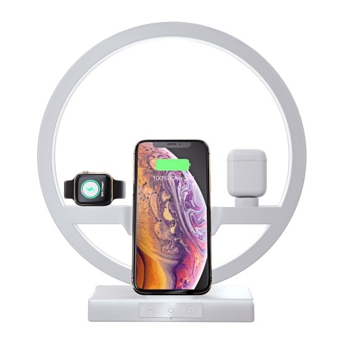 

Wireless Charger Dock and Dimmable LED Ring Light 3 Light Colors Charging Stand