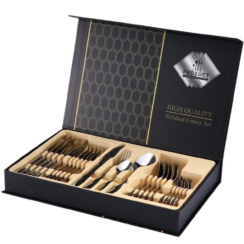 

24pcs Western Steak K nife Fork Spoon Gift Box Set Stainless Steel Tableware Set