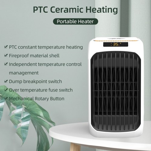 

Heater Household 3 Speed LED Temperature Display Mini Electric 1200W High Power Small Desktop PTC 3S Fast Heat Silent Heater