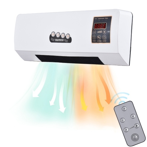 Chauffage et climatisation Combo 1800W 2-en-1 Fonction de synchronisation Chauffage et refroidissement Climatiseur électrique mural et ventilateur de chauffage avec télécommande pour dortoir