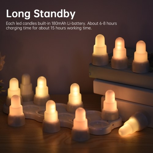 12 Pack Flameless Candles Led Candles Flickering USB Operated Electric Cordless Fake Candles Tea Lights for Room Party Votive Anniversary Wedding Festival Decor Gift Ideas 