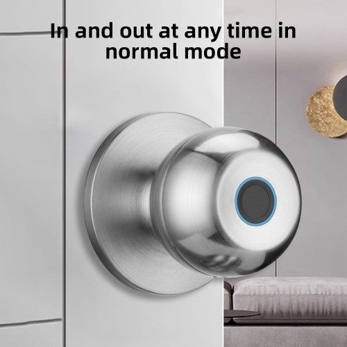 Smart Lock Keyless Entry Door Lock Fingerprint Door Knob TY App Remote Operation Type-C Port Rechargeable Battery BT 3-in-1 Fingerprint/Key/App Door Lock for 35-55mm Office Home Bedroom Door