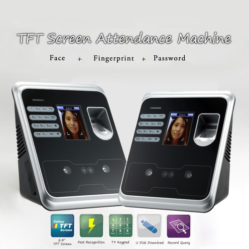 

2.4" TFT Fingerprint Face Recognition Attendance Machine Time Clock Recorder Employee Check-in Reader USB Support