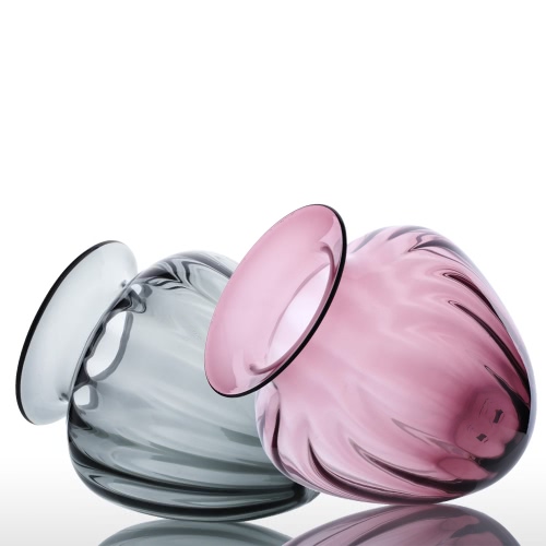 

CASAMOTION Modern Hand Blown Large Jar Shaped Glass Vase Ribbed Design Home Art Decoration Floral Arrangements