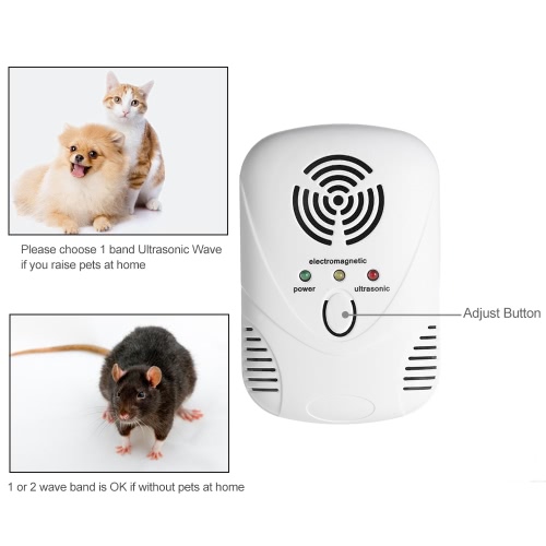 Electronic Ultrasonic/Electromagnetic Wave Mouse Repeller Rat Repellent Pests Repelling with Nightlight Adjustable Wave Frequency 