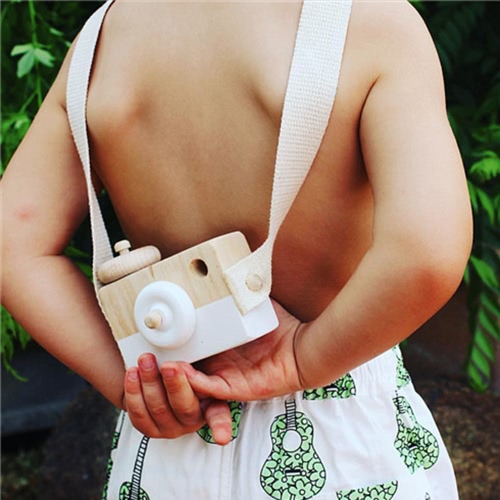 

Kids Children Cute Wood Camera Toy Christmas Xmas Birthday Room Decor Natural Safe Wooden Camera Gift