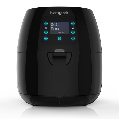 Homgeek Touch Control 3ème génération Boite à frire intelligente de 2,4 litres Frise à air libre d'huile Tuyau de chauffage en acier inoxydable noir Cuisinière multifonction électrique à frire Appareil électroménager essentiel 220-240V