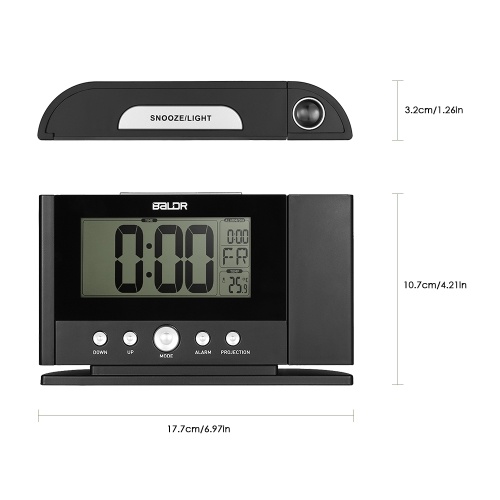 

Second Hand Rotatable Digital Projection Clock with Large Screen Display Date Time Temperature Excellent Multifunctional LCD Alarm Clock
