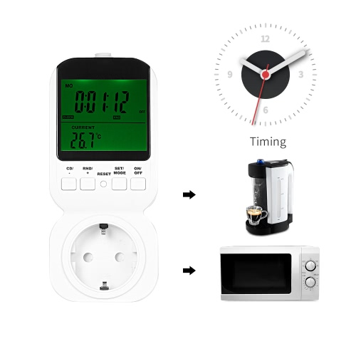 

Multi-functional Thermostat Timer Switch Socket with Temperature Probe Digital Clock LCD Display ON/OFF Control for Electrical Appliances Energy Saving AC250V UK Plug